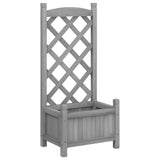 Planter with Trellis Grey Solid Wood Fir - Front View
