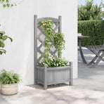 Planter with Trellis Grey 40x30x90 cm Solid Wood Fir
