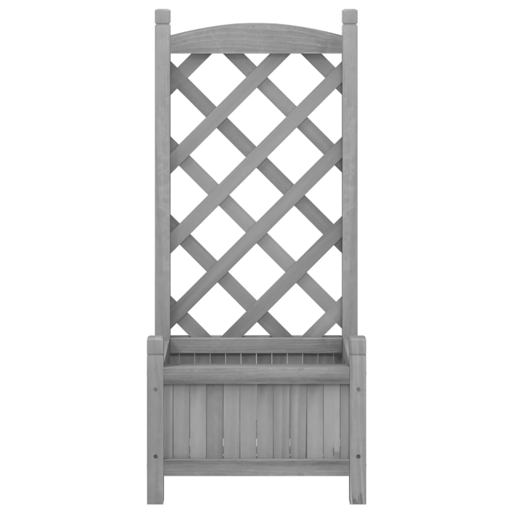 Planter with Trellis Grey Solid Wood Fir