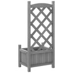 Planter with Trellis Grey 40x30x90 cm Solid Wood Fir
