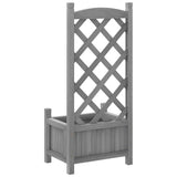 Planter with Trellis Grey Solid Wood Fir - Rear View