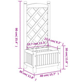 Planter with Trellis Grey Solid Wood Fir