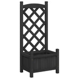 Planter with Trellis Black Solid Wood Fir - Front View
