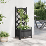 Planter with Trellis Black 40x30x90 cm Solid Wood Fir