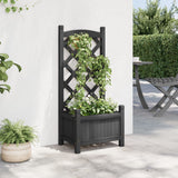 Planter with Trellis Black Solid Wood Fir - Side View
