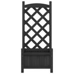 Planter with Trellis Black 40x30x90 cm Solid Wood Fir
