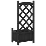 Planter with Trellis Black 40x30x90 cm Solid Wood Fir