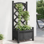 Planter with Trellis Black 40x30x90 cm Solid Wood Fir