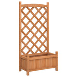 Planter with Trellis Brown Solid Wood Fir - Front View