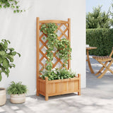 Planter with Trellis Brown Solid Wood Fir - Side View