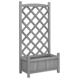 Planter with Trellis Grey Solid Wood Fir - Front View
