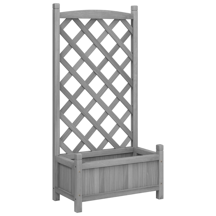Planter with Trellis Grey 55x29.5x110 cm Solid Wood Fir