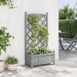 Planter with Trellis Grey Solid Wood Fir - Side View