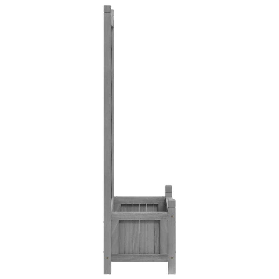 Planter with Trellis Grey 55x29.5x110 cm Solid Wood Fir
