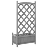 Planter with Trellis Grey Solid Wood Fir - Rear View