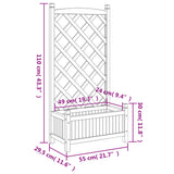 Planter with Trellis Grey Solid Wood Fir