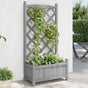 Planter with Trellis Grey 55x29.5x110 cm Solid Wood Fir
