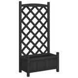 Planter with Trellis Black Solid Wood Fir - Front View