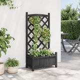Planter with Trellis Black Solid Wood Fir - Side View