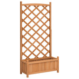 Planter with Trellis Brown Solid Wood Fir - Front View