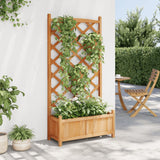 Planter with Trellis Brown Solid Wood Fir - Side View
