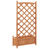 Planter with Trellis Brown Solid Wood Fir - Rear View