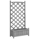 Planter with Trellis Grey Solid Wood Fir - Front View