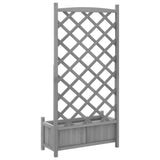 Planter with Trellis Grey Solid Wood Fir - Rear View