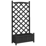 Planter with Trellis Black Solid Wood Fir - Front View