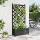 Planter with Trellis Black Solid Wood Fir - Side View