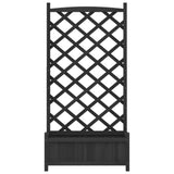 Planter with Trellis Black Solid Wood Fir - Top-Down View