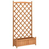 Planter with Trellis Brown Solid Wood Fir - Front View