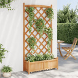 Planter with Trellis Brown Solid Wood Fir - Side View