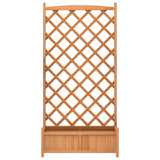 Planter with Trellis Brown Solid Wood Fir - Top-Down View