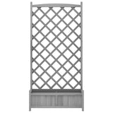 Planter with Trellis Grey Solid Wood Fir
