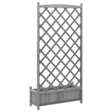 Planter with Trellis Grey Solid Wood Fir - Rear View