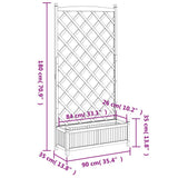 Planter with Trellis Grey 90x35x180 cm Solid Wood Fir