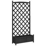 Planter with Trellis Black Solid Wood Fir - Front View