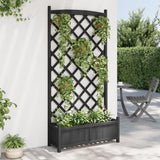 Planter with Trellis Black Solid Wood Fir - Side View