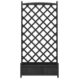 Planter with Trellis Black Solid Wood Fir