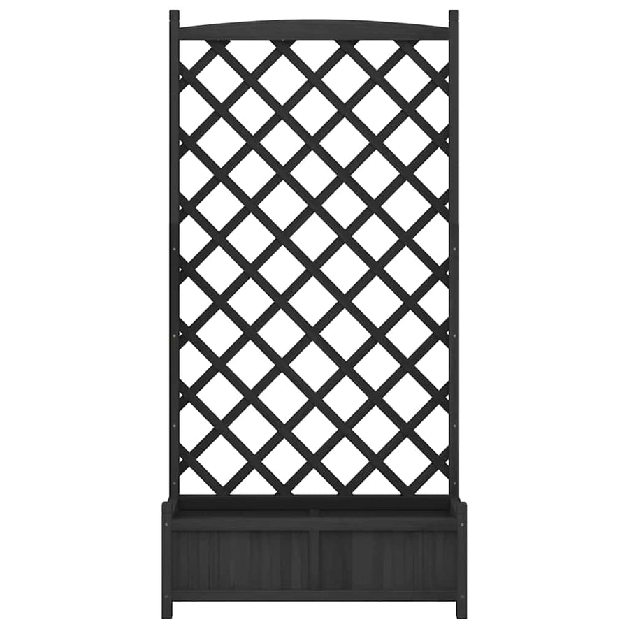 Planter with Trellis Black 90x35x180 cm Solid Wood Fir