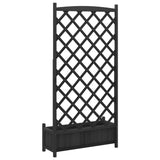 Planter with Trellis Black Solid Wood Fir - Rear View