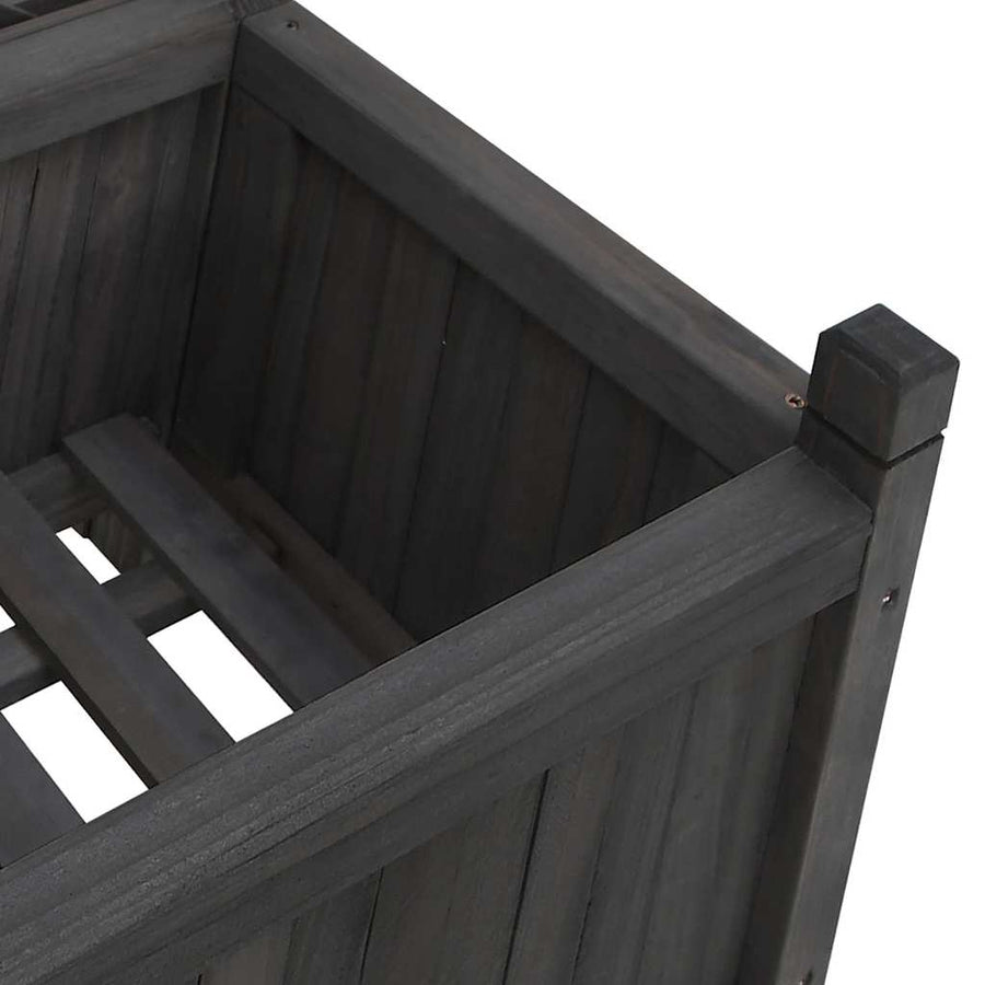 Planter with Trellis Black 90x35x180 cm Solid Wood Fir