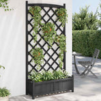 Planter with Trellis Black 90x35x180 cm Solid Wood Fir