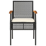Garden Chairs with Cushions 2 pcs Black Poly Rattan Acacia Wood