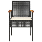Garden Chairs with Cushions 2 pcs Black Poly Rattan Acacia Wood