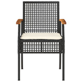 Garden Chairs with Cushions 4 pcs Black Poly Rattan Acacia Wood