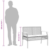 Garden Bench with Cushion Black Poly Rattan Acacia Wood - Extra Image