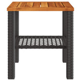 Garden Table Black 40x40x42 cm Poly Rattan Acacia Wood - 45-Degree Angle