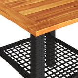 Garden Table Black 40x40x42 cm Poly Rattan Acacia Wood - Low Angle